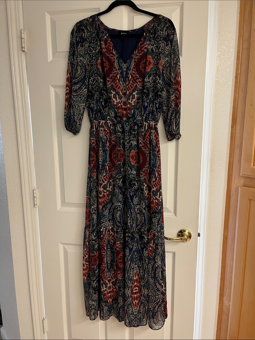 a.n.a Navy and Rust Paisley Maxi Dress